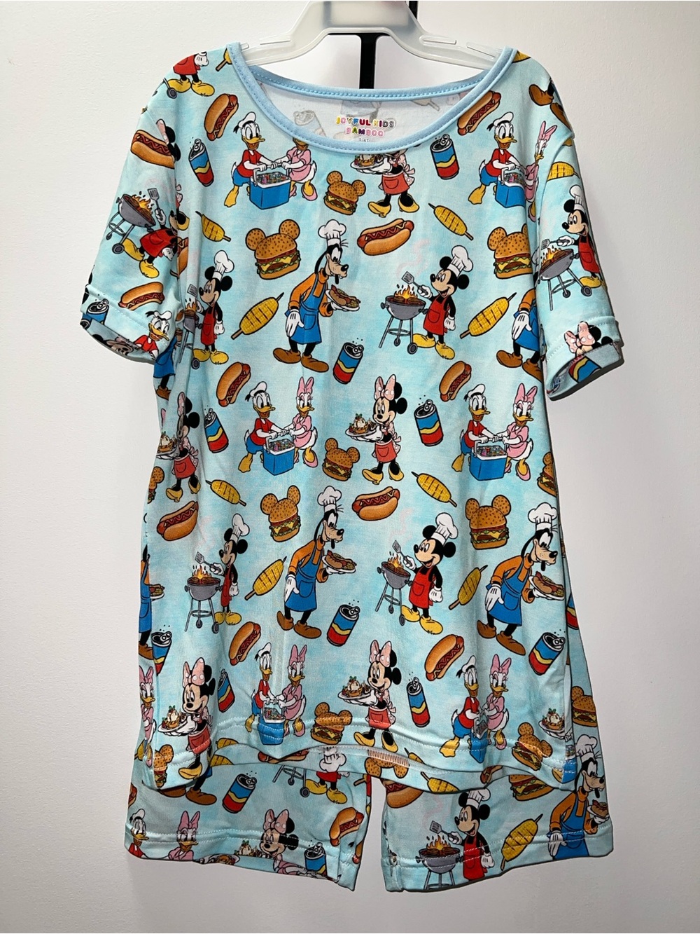 Disney Light Blue Kids Pajama Set with Mickey & Friends BBQ Print